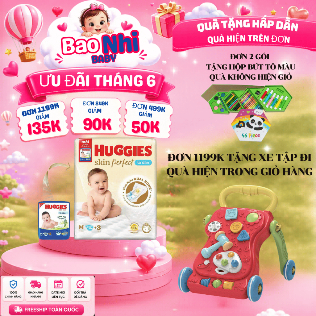 [ TẶNG QUÀ ] TÃ/BỈM Dán Huggies Skinperfect Size M76+3 Với 2 vùng thấm hút riêng biệt