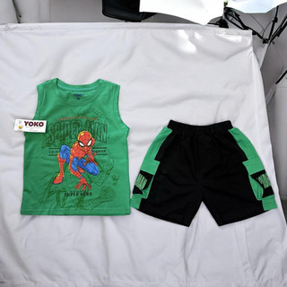 Đồ mặc nhà Bộ Quần Áo Bé Trai Ba Lỗ 13 - 27kg hãng YOKO thun Cotton– Bộ Thun Bé Trai Spider Man Siêu NhânMềm Mát