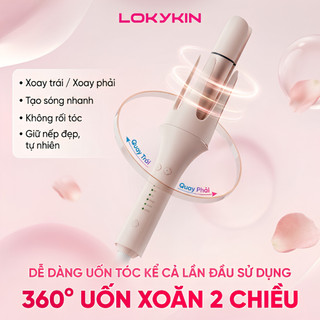 Máy uốn tóc xoăn tự động 6IN1 Lokykin, 3 trục thay đổi đường kính uốn 28/32/40mm và 1 đầu lược + 1 hippie + 1 dập phồng