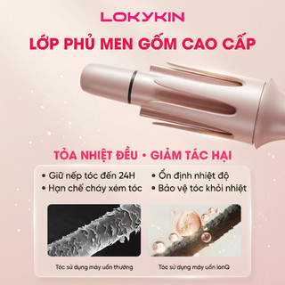 Máy uốn tóc xoăn tự động 6IN1 Lokykin, 3 trục thay đổi đường kính uốn 28/32/40mm và 1 đầu lược + 1 hippie + 1 dập phồng