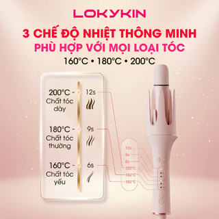 Máy uốn tóc làm xoăn tự động 6in1 Lokykin 3 đầu uốn 40mm, 32mm, 28mm,1 dập phồng, 1 đầu uốn hippie và 1 đầu lược