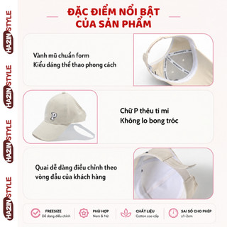 Mũ Lưỡi Trai Hở Đầu Nữ HAZIN Chữ P, Mũ Búi Tóc Đuôi Ngựa Chống Nắng Hàn Quốc Thời Trang