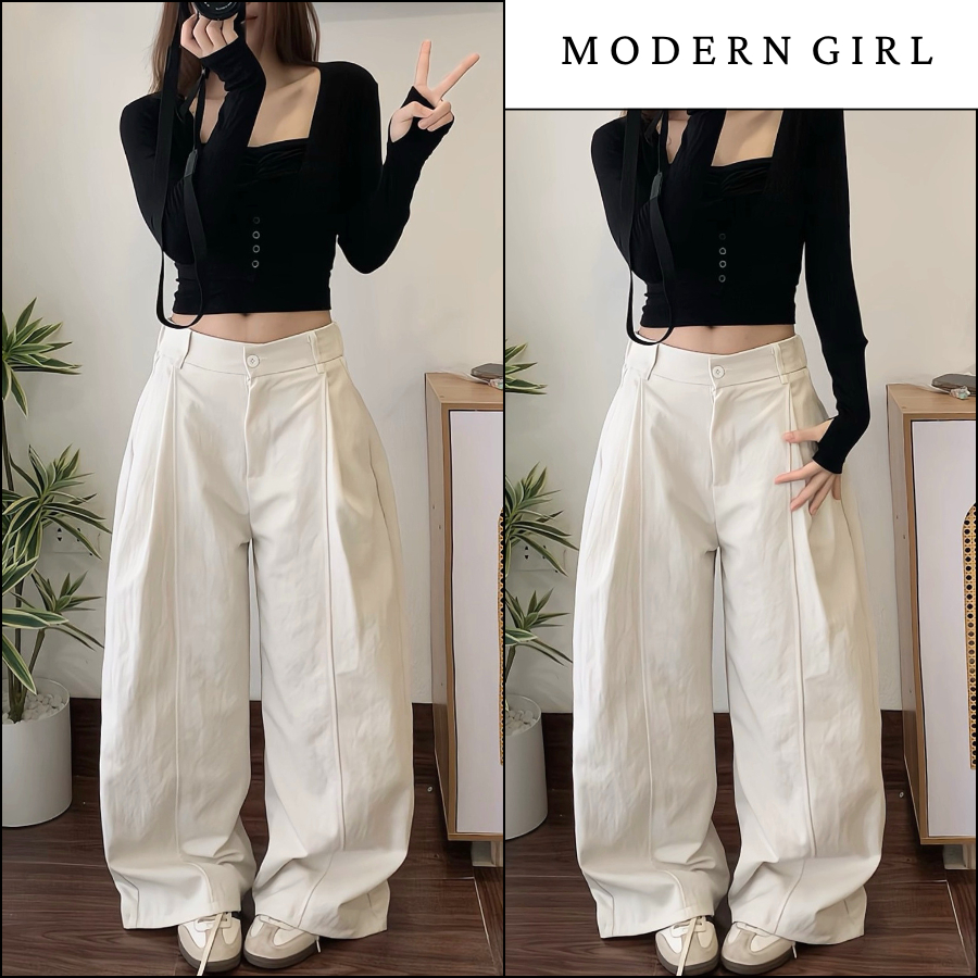 [ MỞ BÁN ] Quần Kaki Nhật Khoá, Quần Kaki Ống Rộng Khoá Kéo Lưng Chun Phong Cách Hàn Quốc Modern Girls | BigBuy360 - bigbuy360.vn