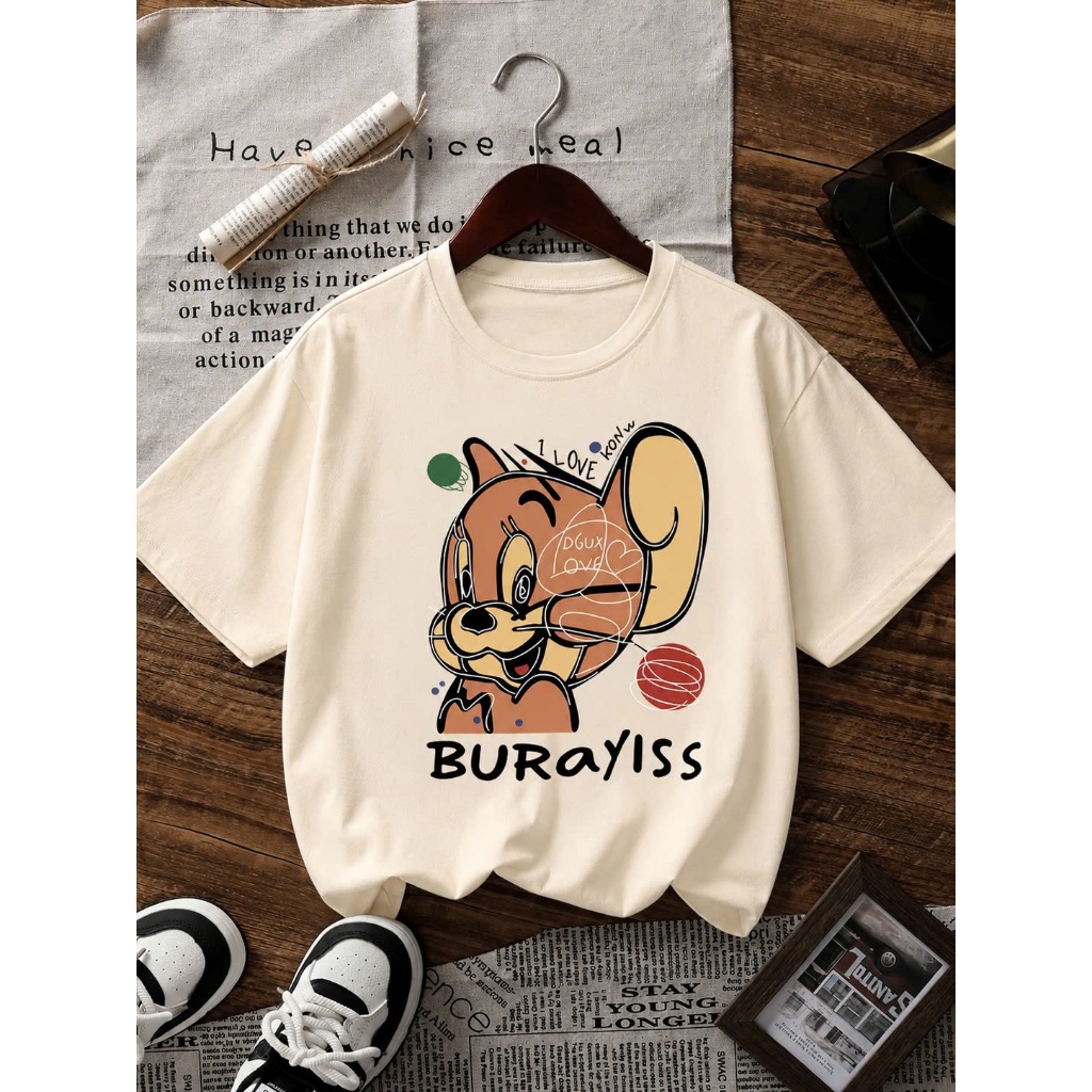 Áo Thun Chuột Jerry BETOP, Áo Phông Unisex Cotton 100% Mềm Mịn, Hình In Cao Cấp Cho Bé Trai Bé Gái 12-45kg
