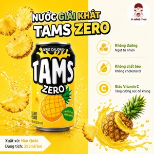Tams Zero Calorie 355ml không đường không calo Hàn Quốc vị dứa có gas nhẹ, thanh mát giải khát