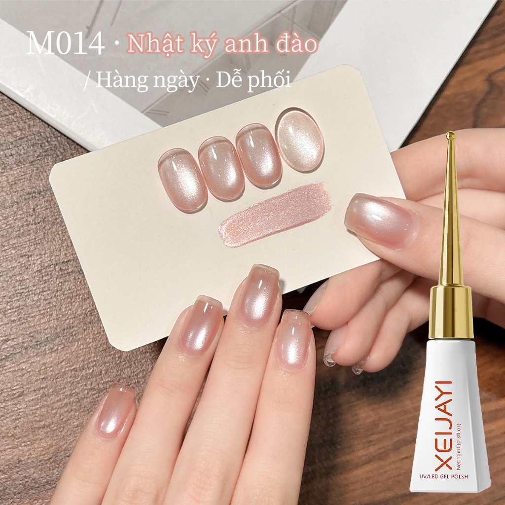 XEIJAYI 10ml - Sơn móng tay dạng gel mắt mèo màu hồng mới, thời trang và đa năng, thích hợp sử dụng trong salon.