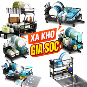 Kệ để chén đĩa đa năng 1/2/3 tầng – Rá để bát thoát nước nhanh, có khay hứng nước, gọn gàng cho mọi gian bếp