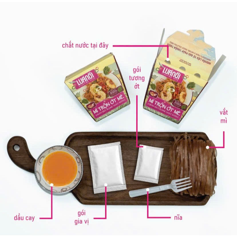 Mì Trộn Lúa Nổi AMANA Vị Ớt Mè / Vị Quảng Thơm Ngon Đậm Đà (Hộp giấy 85g)