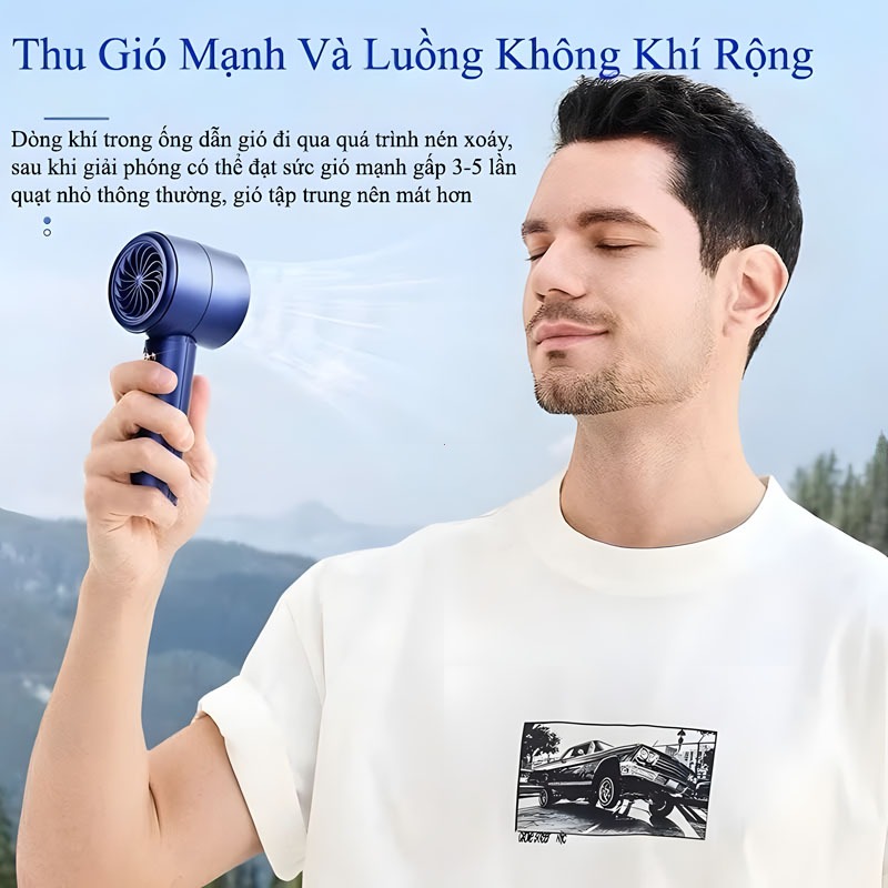Quạt Minu cầm tay N68 5000mAh, gió mạnh 100 Turbo, hiển thị pin có kèm sạc di dộng | BigBuy360 - bigbuy360.vn