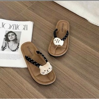[TĂNG 1 SZ] Dép Xỏ Ngón Nữ Trang Trí Hoạ Tiết Cá Mèo Dễ Thương T056