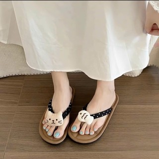 [TĂNG 1 SZ] Dép Xỏ Ngón Nữ Trang Trí Hoạ Tiết Cá Mèo Dễ Thương T056