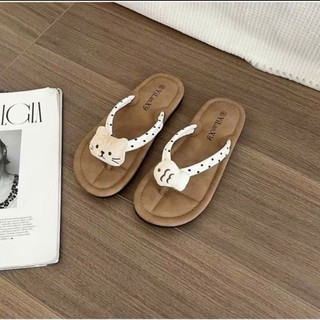 [TĂNG 1 SZ] Dép Xỏ Ngón Nữ Trang Trí Hoạ Tiết Cá Mèo Dễ Thương T056