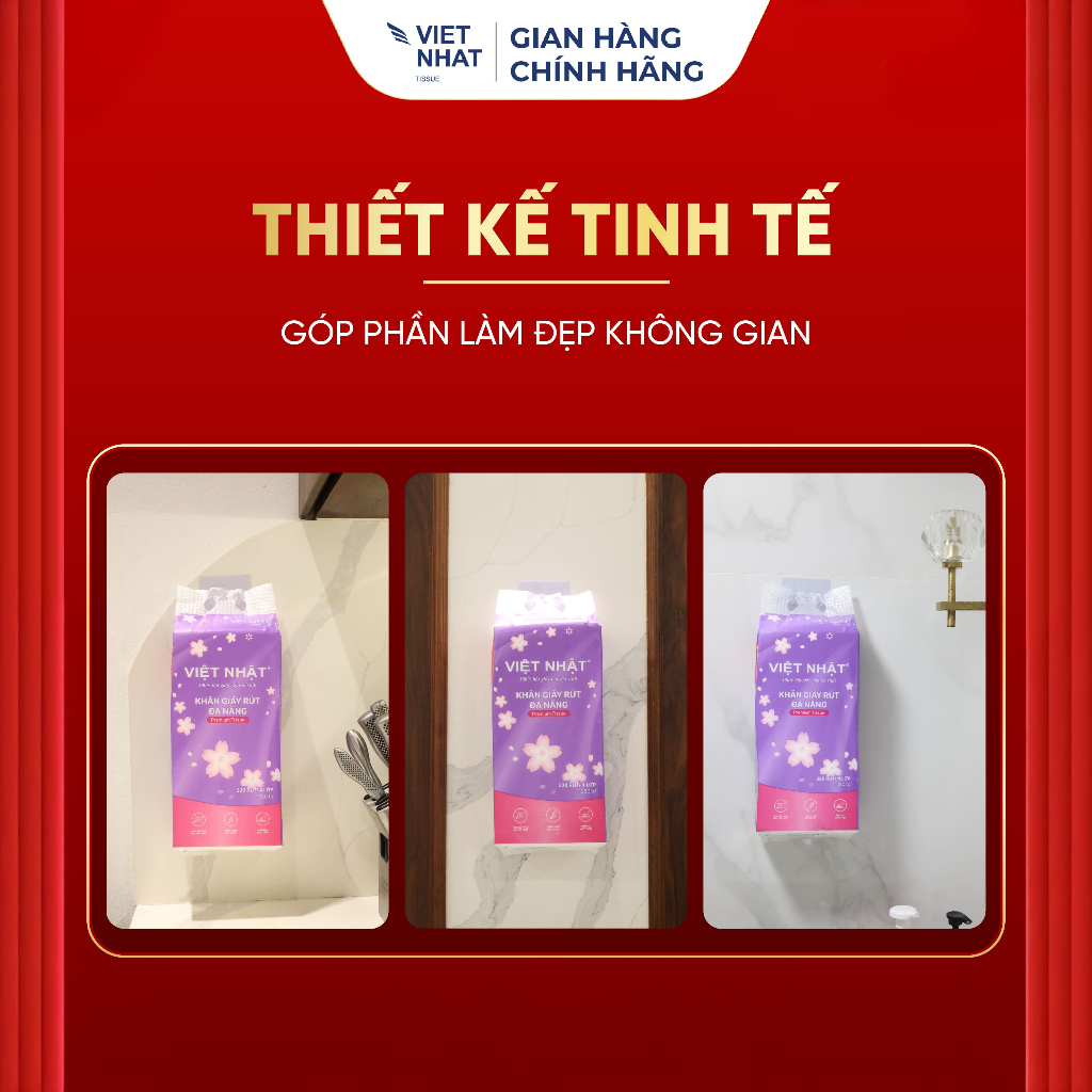 [MUA 6 TẶNG 4] Giấy Rút Treo Tường Việt Nhật 1280 tờ An Toàn, Thấm Hút Tốt, Mềm Mại, Đạt Chuẩn Chất Lượng