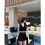 SET ÁO CROPTOP ĐẮP CHÉO CỘT NƠ PHỐI CHÂN VÁY ĐEN, SET ĐỒ NỮ SEXY | MEOINDAHOUSE