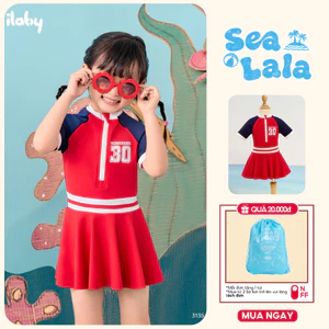 Đồ bơi bé gái ILABY HCM chất thun lạnh co giãn chống nước, khóa kéo trước size 10-38kg [3135]