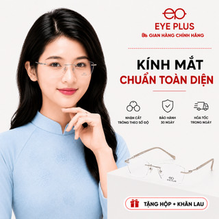 Gọng Kính Khoan Mắt Mèo 53008 Eye Plus Thép Không Gỉ Càng Bọc Nhựa Nhẹ Êm Thời Trang Unisex