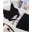 SET ÁO CROPTOP ĐẮP CHÉO CỘT NƠ PHỐI CHÂN VÁY ĐEN, SET ĐỒ NỮ SEXY | MEOINDAHOUSE