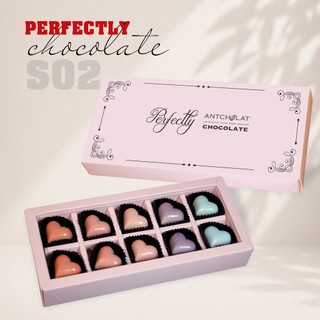 Socola Hộp Quà Antcholat Perfectly Chocolate S02 10 Trái Tim Pastel đắng dịu tan mượt Quà Tặng