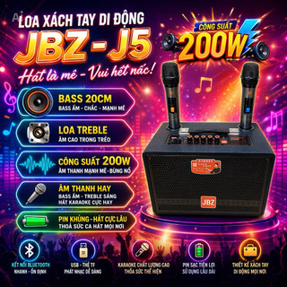 Loa Xách Tay Di Động JBZ -J5, Có Loa Bass 20cm, Loa Treble Cùng Với Mức Công Suất 200W Loa Có Âm Thanh Hay, Bass Ấm