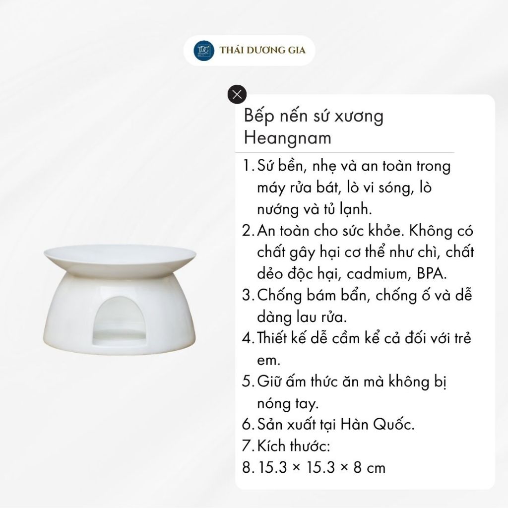 Bếp nến giữ nhiệt thức ăn sứ xương Hàn Quốc Haengnam CF6104