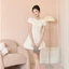 SET ĐẦM DẠ CỔ TRÒN ĐÍNH NƠ PHỐI QUẦN SHORT, SET ĐỒ NỮ TIỂU THƯ THANH LỊCH | MEOINDAHOUSE