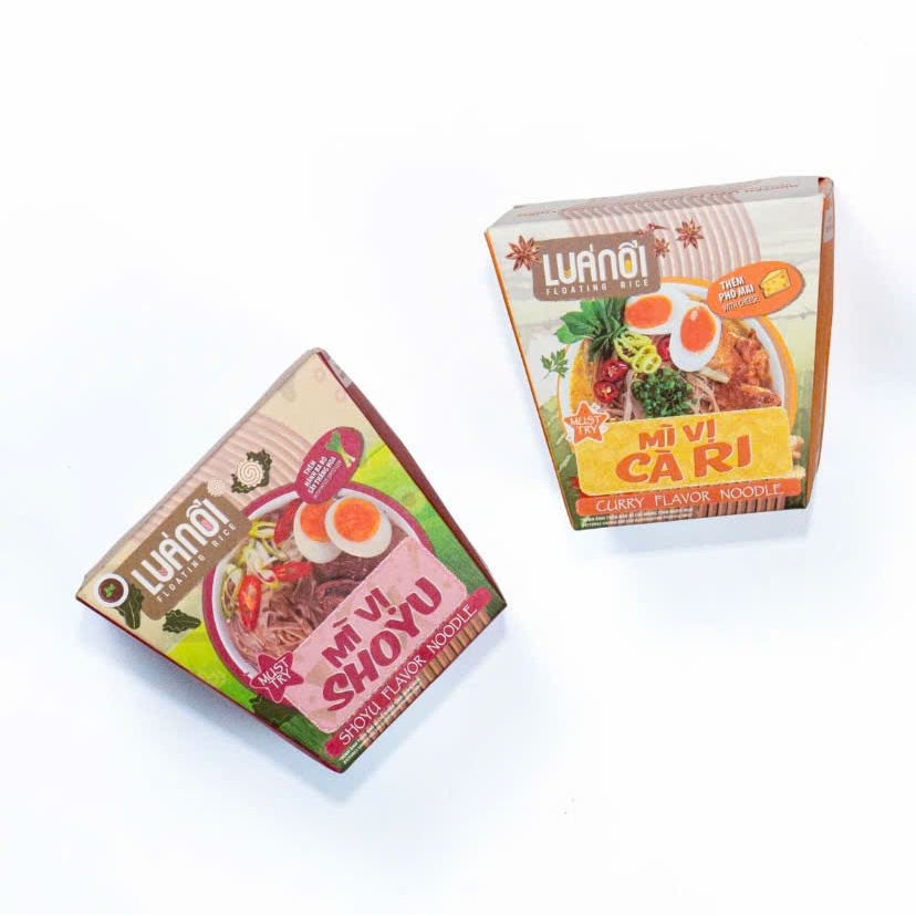 Mì Lúa Nổi AMANA Đậm Vị Shoyu & Cà Ri Thơm Cay (Hộp giấy 80g)