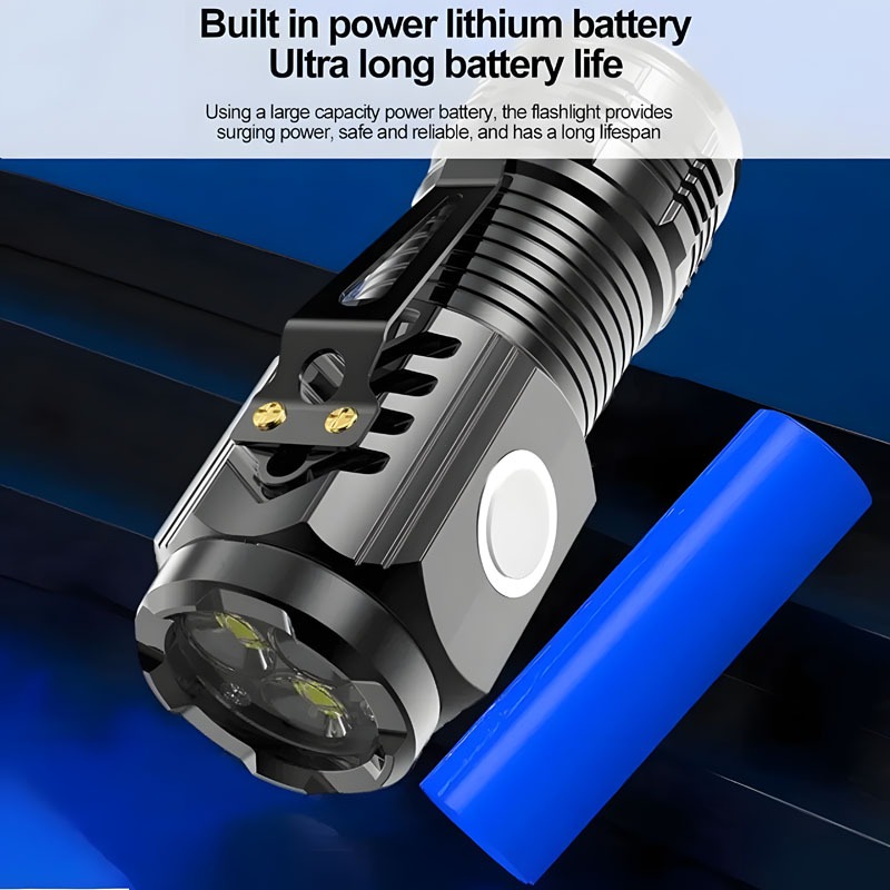 Đèn pin cầm tay mini siêu sáng chiếu xa 5 chế độ sáng chống thấm nước Type-C sạc USB Nặng pin trâu - ảnh 7