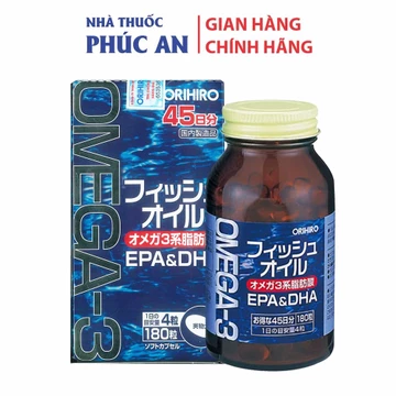 Viên uống dầu cá Omega-3 hỗ trợ tim mạch mắt Orihiro Fish Oil 180 viên
