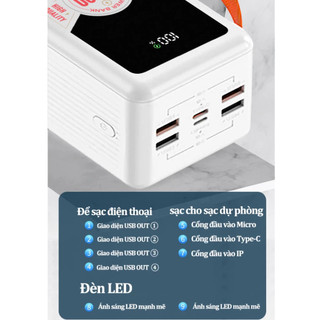 Sạc Dự Phòng 50.000mah Kozmo KM05 Có Đèn Pin, Màn Hình Hiển Thị % Pin, Sạc 5-6 Lần Cho IP 14promax