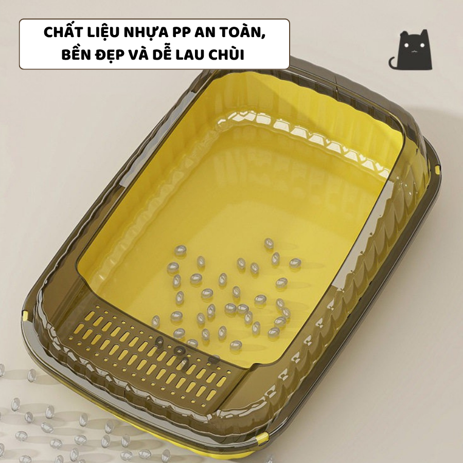 Khay Vệ Sinh Cho Mèo Nhựa PP Kèm Xẻng ENODA HOME, Thùng Cát Mèo Chống Văng Cát 2 Kích Thước C100