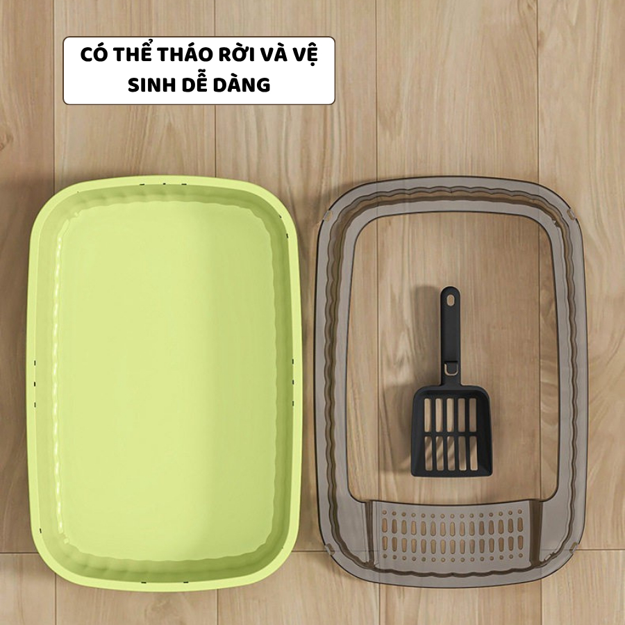 Khay Vệ Sinh Cho Mèo Nhựa PP Kèm Xẻng ENODA HOME, Thùng Cát Mèo Chống Văng Cát 2 Kích Thước C100