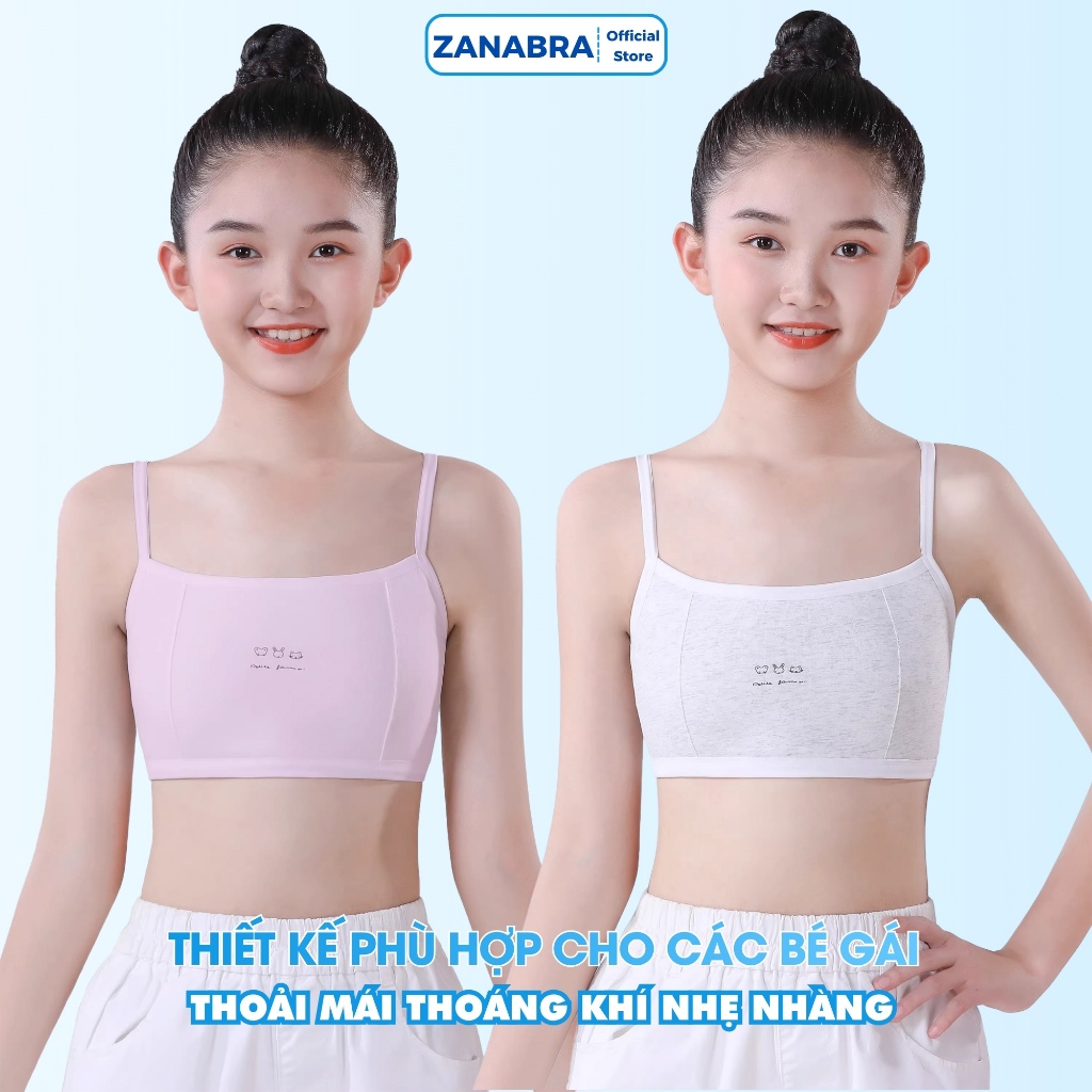 Combo 4 Áo Lót Nữ Học Sinh Cotton Phối Lưới Thông Thoáng, Áo Lá Không Đệm Mút ZANABRA A108