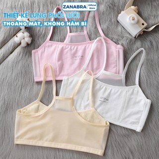 Áo lót nữ học sinh không đệm mút – Áo lá bé gái cotton lưới mềm thoáng khí cả ngày ZANABRA A108