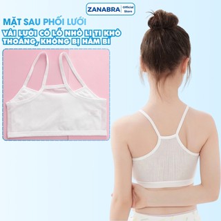 Áo lót nữ học sinh không đệm mút – Áo lá bé gái cotton lưới mềm thoáng khí cả ngày ZANABRA A108