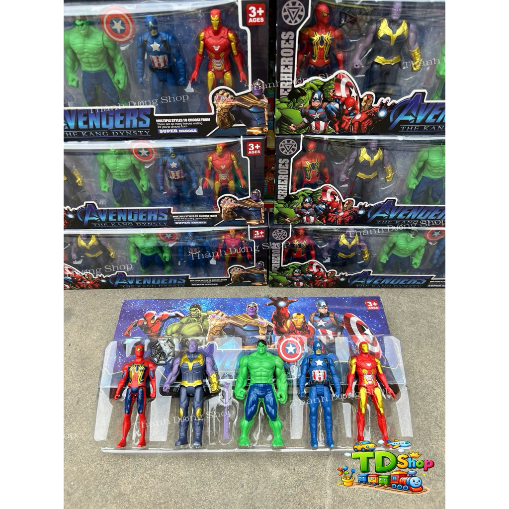 Set Siêu Anh Hùng Avengers Cho Bé | Mô Hình Spider Hulk Iron Man Thanos | Đồ Chơi 3+