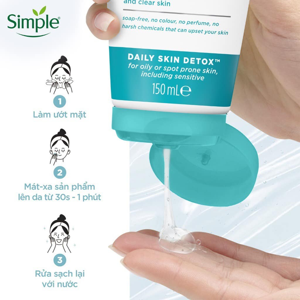 Gel rửa mặt Simple ngừa mụn giảm bóng nhờn Purifying Gel Wash 150ml kiềm dầu thanh khiết