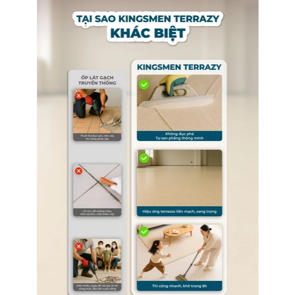 [10Kg ~ 7.5m²]  Sơn sàn tự san phẳng cát màu Epoxy/ cải tạo sàn không đục phá, chống thấm, không bụi, bền đẹp