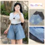 Quần Đùi Jean Bigsize Nữ Dáng Quần Short Ống Rộng Màu Khói Cạp Chun Co Giãn Chất Denim Mềm Q555