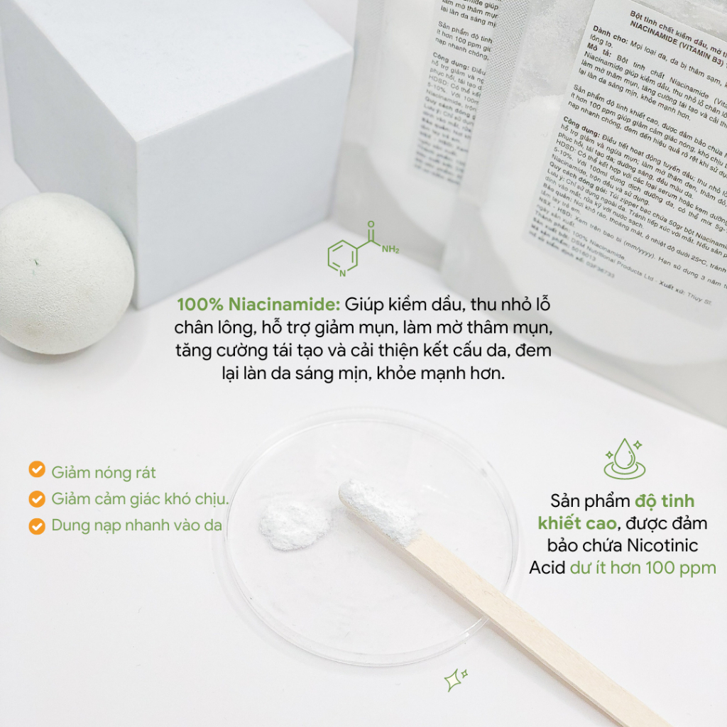 [BLOSSOM] Bột tinh chất kiềm dầu, mờ thâm, làm sáng da Niacinamide 25gr