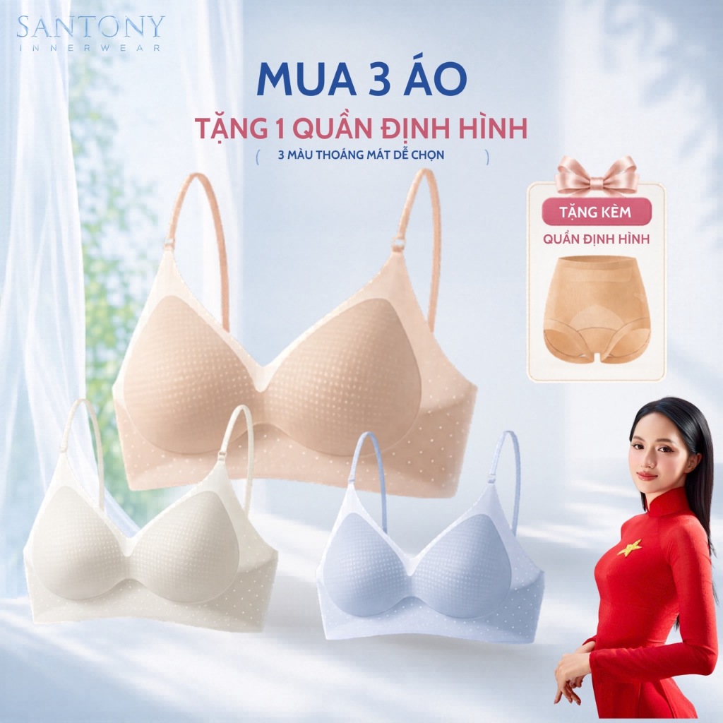 BỘ 3 TIẾT KIỆM Áo Ngực Khoét Lưng Su Đúc 3 Cách Mặc Tàng Hình Mút 3D Matxa Thoáng Mát Khoá Mảnh - 623
