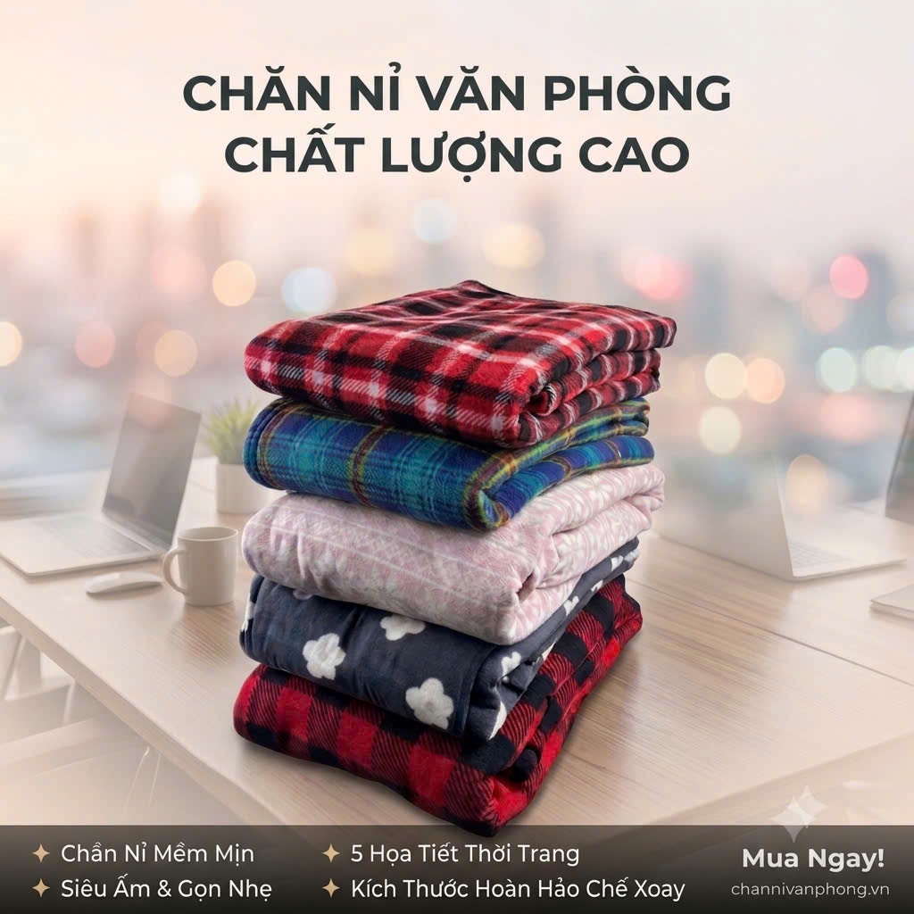 Chăn nỉ kẻ văn phòng, mền văn phòng  dày dặn mềm mại nhiều kích thước