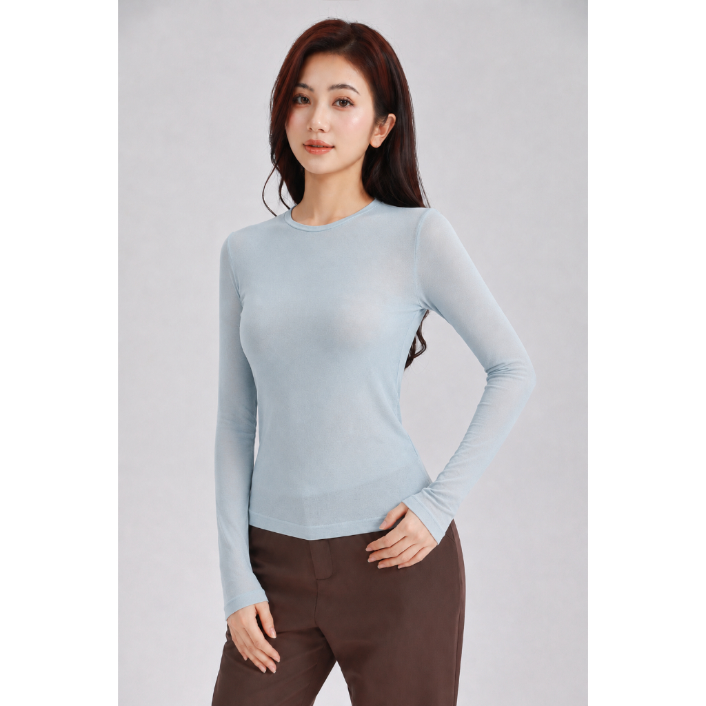 Áo Thun Nữ Tay Dài GUMAC Form Ôm 2 Lớp Cổ Tròn Chất Thun Giấy 2 Lớp Co Giãn Cao Tôn Dáng LATG05057