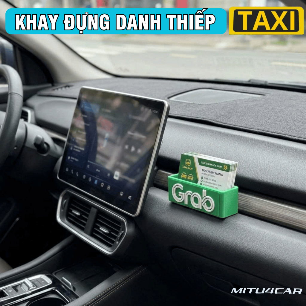 Hộp Đựng Danh Thiếp Ô Tô Cho Taxi, Grab, Xanh SM Kèm Dán – Giá Đỡ Card Visit Trên Xe, Hộp Lưu Trữ Danh Thiếp - MITU 4Car