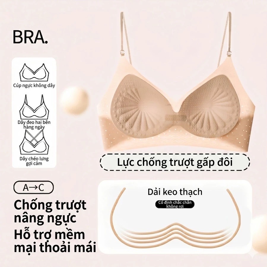 BỘ 3 TIẾT KIỆM Áo Ngực Khoét Lưng Su Đúc 3 Cách Mặc Tàng Hình Mút 3D Matxa Thoáng Mát Khoá Mảnh - 623
