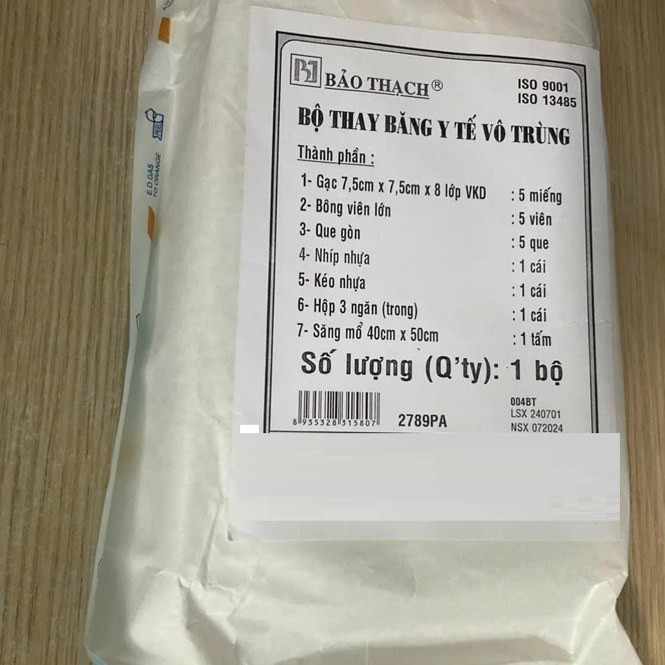 Bộ thay băng vô trùng Bảo Thạch, bộ rửa vết thương dùng 1 lần bảo đảm an toàn khi sử dụng