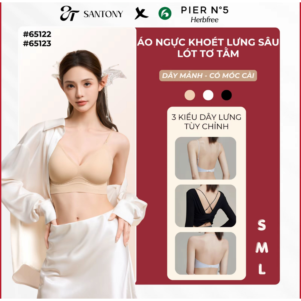 [SANTONY x HƯƠNG GIANG] Áo Ngực Khoét Lưng Sâu - 3 Cách Mặc - Tàng Hình Không Lộ Viền - Thoáng Mát Thấm Hút Mồ Hôi 65122