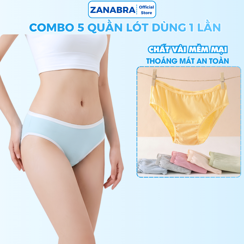 [ Hàng Mới Về ] Set 5 Quần lót dùng 1 lần gọn nhẹ du lịch, Quần lót nữ cotton kháng khuẩn mềm mịn thoáng khí tiện lợi