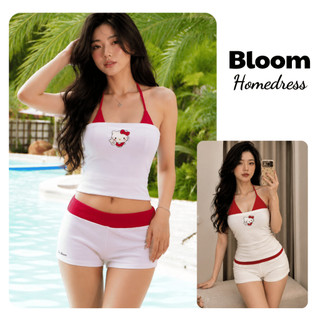 Set Bộ Đồ Ngủ Nữ Gồm Áo Bikini, Áo Ống Và Quần Mini Siêu Ngắn Dáng Ôm Mịn Mát | BLOOM.HOMDRESS - BH016