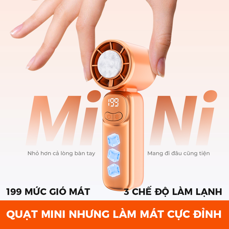 KG04 - Quạt Cầm Tay Mini Sò Lạnh DREYON -  199 Mức Gió, Pin Khủng, Màn Hình Led (Tặng Kèm Dây Đeo)