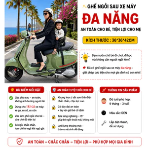 GHẾ NGỒI SAU XE MÁY AN TOÀN CHO BÉ - SẮT SỚN TĨNH ĐIỆN ĐEN - PHÙ HỢP TẤT CẢ XE MÁY , AN TOÀN CHO BÉ